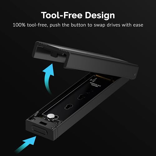 SABRENT M.2 SSD Enclosure, USB C 3.2X2 to NVMe SSD case, External Aluminum M2 NVMe converter Adapter, fast Data transfer Tool-Free + Cooling Pad, Docking Station for M Key M+B Key, UASP (EC-SNVE)