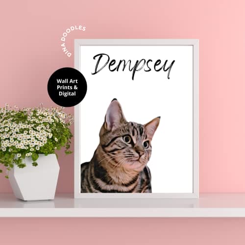 Pet Portrait Custom Personalised Pet Dog Cat Animal Wall Art Print Digital Download Poster Wall Art Gift Prints Photo Memorial Pet Lover (Digital 24hrs)