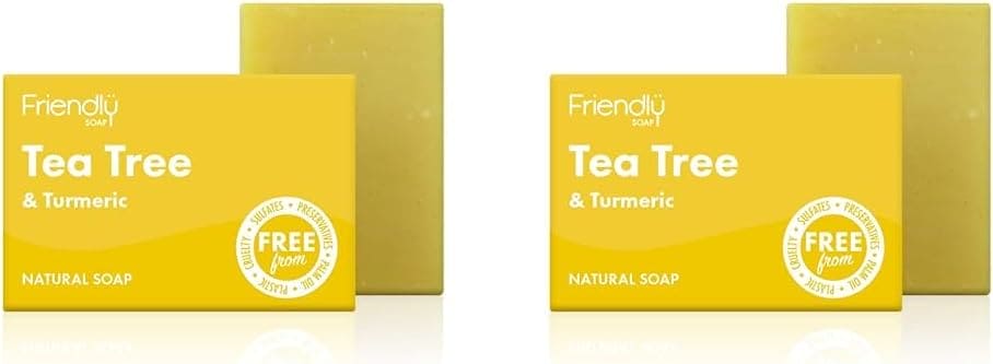 Friendly Soap Handmade Natural Tea Tree & Turmeric Soap - Silky, Therapeutic, Antibacterial 95g