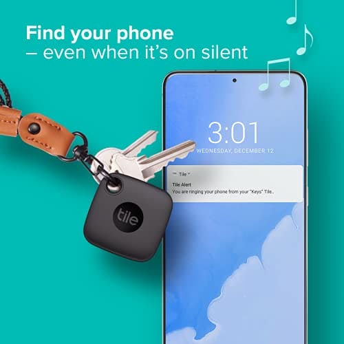 Tile Mate (2022) Bluetooth Item Finder, 1 Pack, 60m finding range, works with Alexa & Google Home, iOS & Android Compatible, Find your Keys, Remotes & More, Black