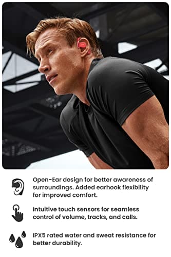 Cleer Audio ARC II - Open-Ear True Wireless Earbuds with Touch Controls - Long-Lasting Battery Life - Touch Control - Powerful Audio for Music, Podcasts, and More (Black)