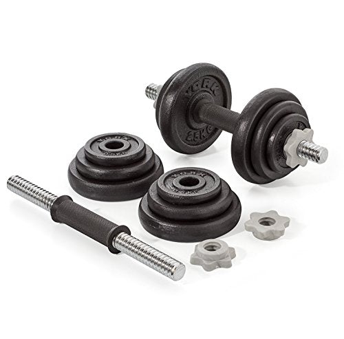 York Fitness 20 kg Cast Iron Spinlock Dumbbell - Adjustable Hand Weights Set (Pack of 2) - Black