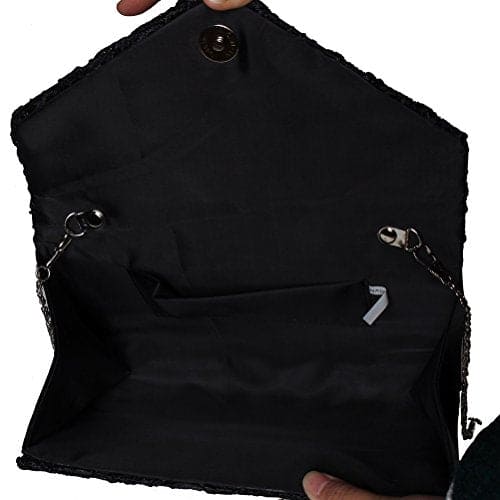 SUMAJU Lace Envelope Clutch, Womens Floral Lace Envelope Clutch Purses, Elegant Handbags For Parties and Wedding Occasions Black