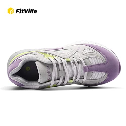 FitVille Womens Extra Wide Fit Trainers Ladies Walking Running Shoes Comfortable Sneakers for Flat Feet Plantar Fasciitis, Light Purple, 4 UK X-Wide