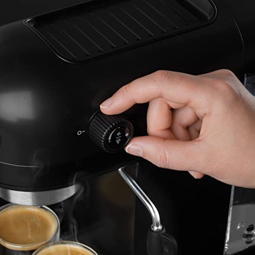 Salter Professional EK5240BO Espirista Coffee Machine - Milk Frothing Wand, 1.4 L, For Ground Coffee, Single and Double Function, Touch Panel Button, 15-Bar Italian Pressure, Latte, Cappuccino, Black