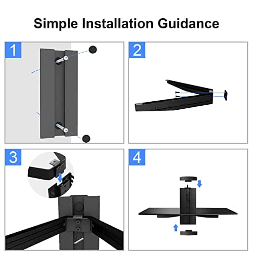 Suptek Single Floating Shelf Wall Bracket with Strengthened Tempered Glass for DVD Players/Cable Boxes/Games Consoles/TV Accessories 1 Shelf, Black, CS201