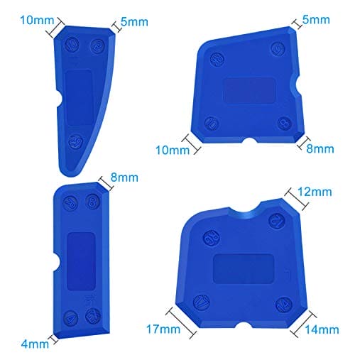 Sealant Finishing Tool,XCOZU 4 Piece Portable Blue Silicone Former Caulking Kit,Multi-Edge Sealant Applicator Tool Smoother Mastic Tool Suitable for Kitchens,Bathrooms,etc.