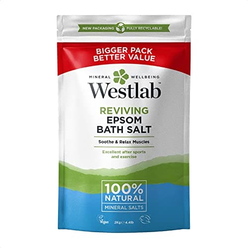 Westlab - Reviving Epsom Salt - 2kg Resealable Pouch - 100% Natural, Pure & Unscented Mineral Salts - Supports Sleep and Relieves Aching Muscles