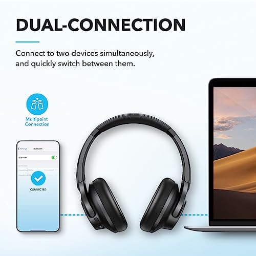 soundcore by Anker Q20i Hybrid Active Noise Cancelling Headphones - Comfortable Fit, Sound, Large Bass, App Customization, Long Playtime, Ideal for Home Use, Gym, Travel