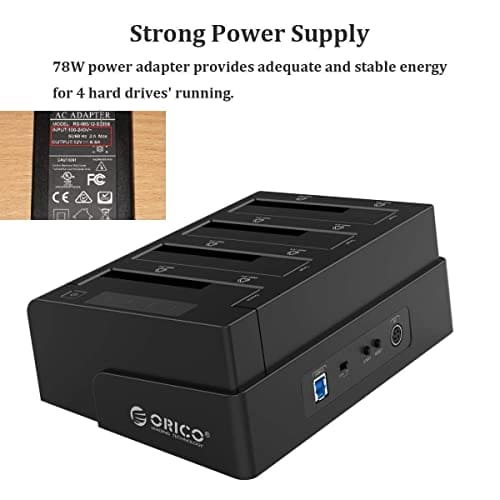 ORICO 40TB USB 3.0 to SATA I/II/III 4 Bay External Hard Drive Docking Station for 2.5 or 3.5 inch HDD, SSD with Hard Drive Duplicator/Cloner Function [4 x 10TB]-6648US3