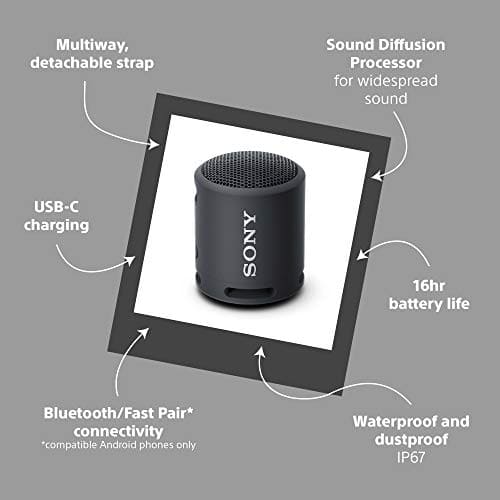 Sony SRS-XB13 - Compact and Portable Waterproof Wireless Bluetooth speaker with EXTRA BASS - Black