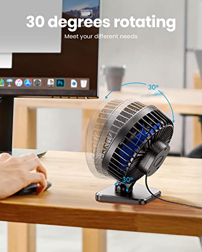 gaiatop USB Desk Fan, Small But Powerful, Portable Quiet 3 Speeds Wind Desktop Personal Fan, Adjustment Mini Fan for Better Cooling, Home Office Car Indoor Outdoor Blue