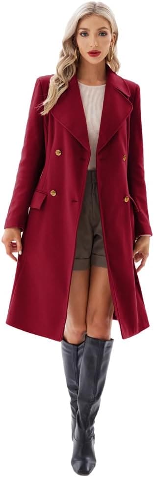 GRACE KARIN Winter Coats for Women UK Warm Long Duffel Coats Double Breasted Chunky Jackets