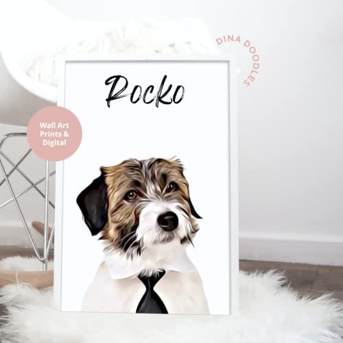 Pet Portrait Custom Personalised Pet Dog Cat Animal Wall Art Print Digital Download Poster Wall Art Gift Prints Photo Memorial Pet Lover (Digital 24hrs)