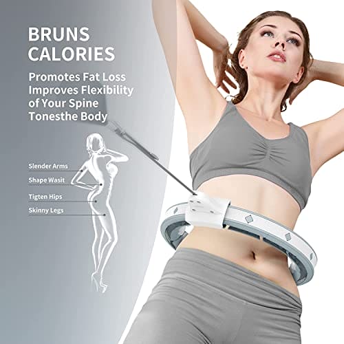 PROIRON Smart Hula Hoop for Adults, Weighted Hula Hoop with Counter 16 Knots Detachable Size Adjustable Smart Hoola Hoop, Fitness Hula Hoop with Auto-Spinning Ball, Weight Loss, Thin Waist Exercise