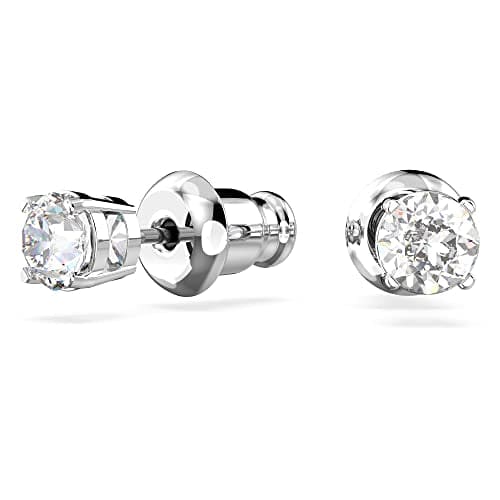 Swarovski Attract stud earrings, Round cut, Small, White, Rhodium plated