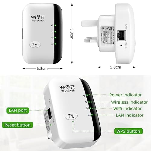 WiFi Extender Booster,Wireless Signal Booster Up to 3000sq.ft and 30 Devices,WiFi Range Extender with Integrated Antennas Ethernet Port,Support AP/Repeater Mode and WPS Function,Garden WiFi Extender