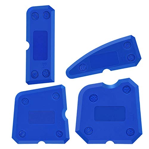 Sealant Finishing Tool,XCOZU 4 Piece Portable Blue Silicone Former Caulking Kit,Multi-Edge Sealant Applicator Tool Smoother Mastic Tool Suitable for Kitchens,Bathrooms,etc.