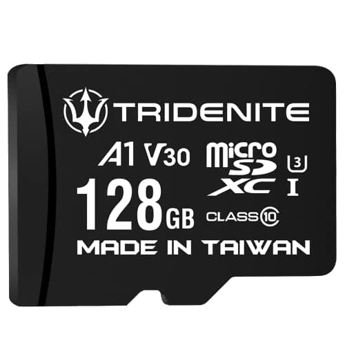 TRIDENITE 128GB Micro SD Card, MicroSDXC Memory for Nintendo-Switch, GoPro, Drone, Smartphone, Tablet, 4K Ultra HD, A1 UHS-I U3 V30 C10, Up to 95MB/s Read, with SD Adapter