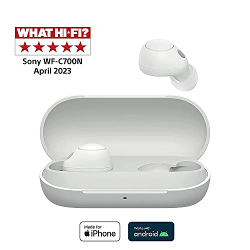 Sony WF-C700N Wireless, Bluetooth, Noise Cancelling Earbuds (Small, Lightweight Earbuds with Multi-Point Connection, IPX4 rating, up to 20 HR battery, Quick Charge, iOS & Android) White