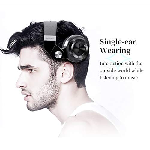 Bluedio Wireless Bluetooth Headphones Foldable Over Ear Headphones with Micro SD Card Slot/FM Radio/Support Amazon Web Services/Mic/Wired for Cell Phones/TV/PC (Black)