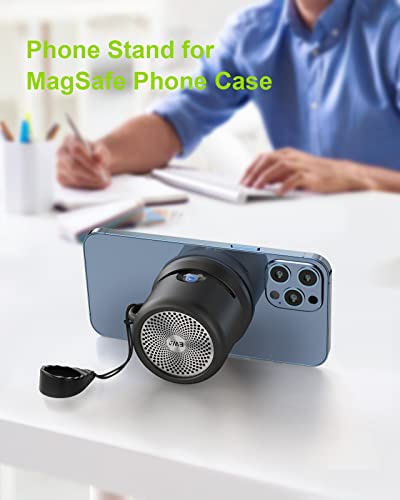 EWA Magnetic Silicone Case A106 Pro mini Bluetooth Speaker, Carrying Travel Case with Lanyard, Built-in Strong Magnet, Easy to Attached on Metal Surface, Compatible with iPhone 12/13 (Black)