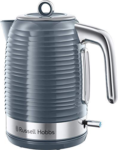 Russell Hobbs Inspire Electric Kettle Cordless Hot Water Dispenser with 4 Slice Toaster Wide Slot with Lift and Look Feature, Grey