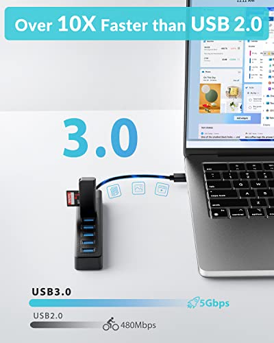 PHIXERO 7 Port USB Hub, USB 3.0 Hub Multi USB Port Hub, Portable USB Extension Hub, Compatible with All USB 3.0/2.0/1.1 Port Device