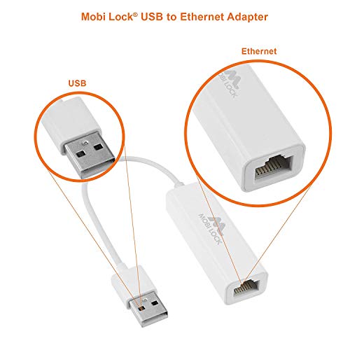 USB Ethernet (LAN) Network Adapter Compatible with Laptops, Computers, and All USB 2.0 Compatible Devices Including Windows 7 to 11, Vista, all Mac OS X, and macOS - by Mobi Lock