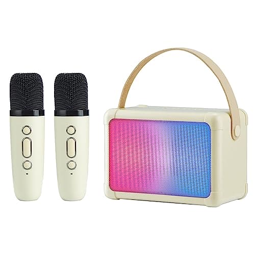 karaoke Machine Kids,Portable Karaoke Machine Wireless Microphones for Singing Toy Microphone Wireless Microphones Sing Toys for Home Karaoke Birthday Party (Beige,B)