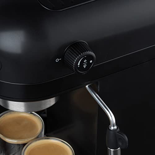 Salter Professional EK5240BO Espirista Coffee Machine - Milk Frothing Wand, 1.4 L, For Ground Coffee, Single and Double Function, Touch Panel Button, 15-Bar Italian Pressure, Latte, Cappuccino, Black