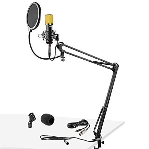 VONYX Desktop Condensor Microphone with Desk Stand Boom Arm Podcast Recording