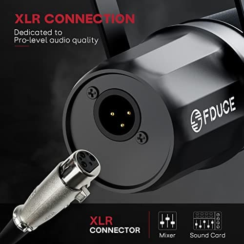 FDUCE SL40X XLR Dynamic Microphone for Vocal Recording, Podcasting, Gaming, Live streaming&Broadcasting, All Metal Cardioid Mic, Voice-Isolating Technology -Black