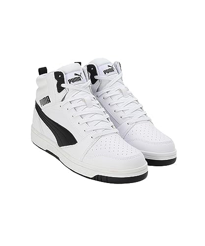 Puma Unisex Adults Rebound V6 Sneakers, Puma White-Puma Black-Shadow Gray-Puma White, 10 UK