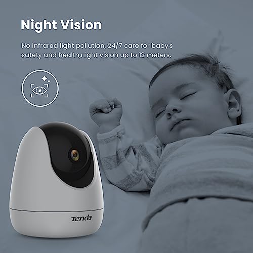 Tenda Security Camera Indoor 1080P, Pet Dog Camera 360° Baby Monitor with Motion Tracking, 2-Way Audio,12M Smart Night Vision WiFi IP Camera, Home CCTV Camera Systems Works with Alexa Devices(CP3)