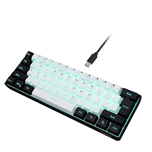 Snpurdiri 60% Wired Gaming Keyboard, True RGB Mechanical Feeling,Ultra-Compact Mini Keyboard with Detachable Cable,Black and White and Color