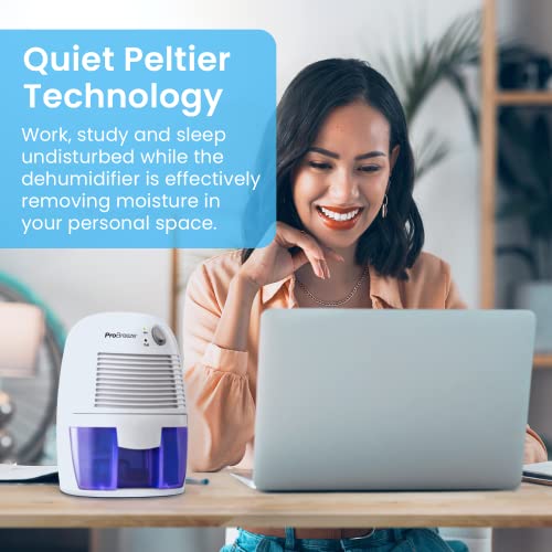 Pro Breeze Dehumidifier 500ml Compact and Portable Mini Air Dehumidifier for Damp, Mould, Moisture in Home, Kitchen, Bedroom, Caravan, Office, Garage, Bathroom, Basement