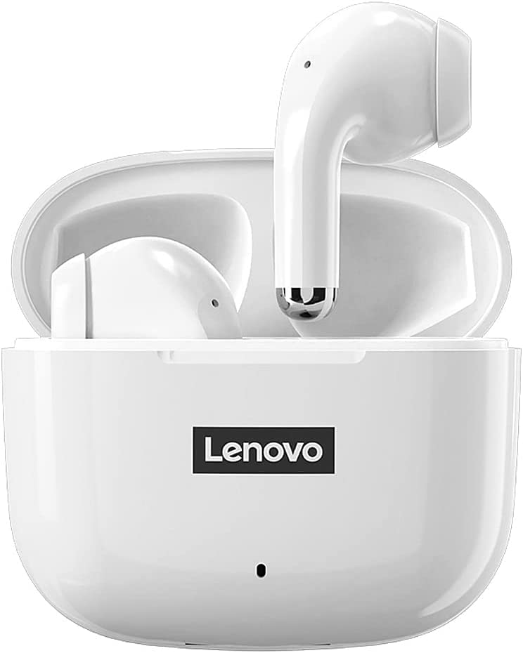 Original Lenovo LP40 Pro Wireless Earbuds | Bluetooth 5.1 Headphones in-Ear 25H Playtime | USB-C Fast Charge | Deep Bass Touch Control | IPX5 Waterproof Sport Plus USB 32 GB Data Stick (White)