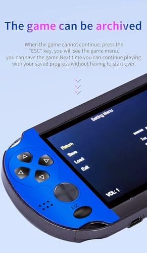 CZT Colorful Retro Video Game Console 4.3 inch Sreen 8GB Built-in 3000 Games Handheld ArcadeGame Console mini Portable Game Device Multiple Simulator MP3 MP4 E-book Nostalgic Children's gift(Blue)