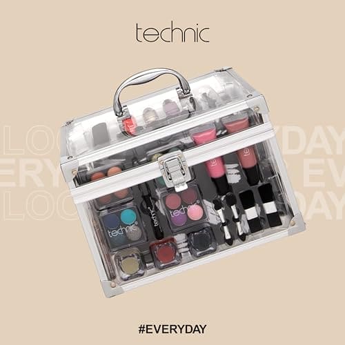 Technic 36 Pcs Clear Carry & Storage Train Case Including Beauty Makeup Cosmetics & Tools