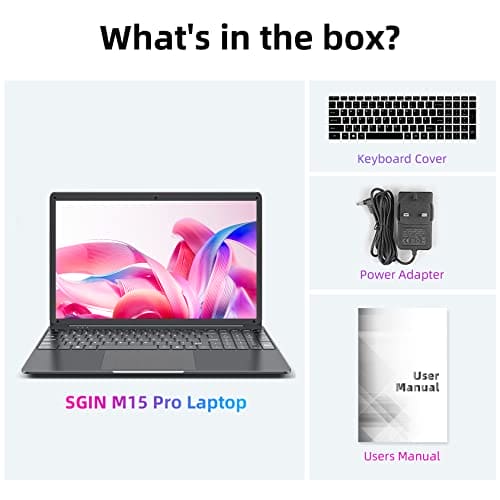 SGIN Laptop Windows 11, 15.6" Laptop 8GB RAM 256GB SSD Storage(TF Card 512GB), Celeron Quad-Core, Full Size Keyboard, PC Notebook with 2xUSB 3.0, Dual Band WiFi, Bluetooth 4.2