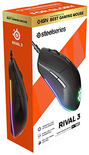 SteelSeries Rival 3 - Gaming Mouse - 8,500 CPI TrueMove Core Optical Sensor - 6 Programmable Buttons - Split Trigger Buttons - Black