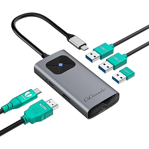 GiGimundo USB C to HDMI Adapter, Type C Adapter Multiport, Digital AV Converter with 4K HDMI Output, USB3.0, USB2.0, PD60W Fasting Charging Port, Compatible for MacBook Pro/Air, USB-C iPad Pro/Air