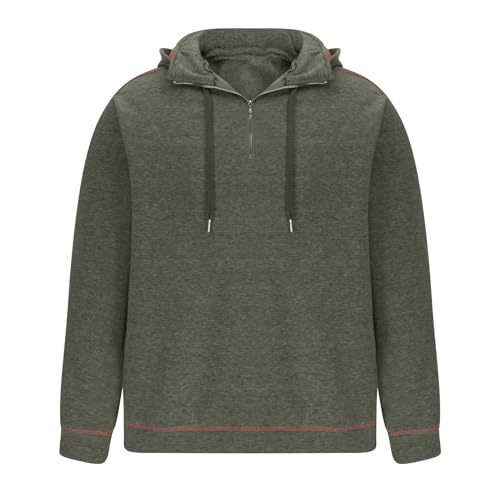 Fruit Of The Loom Hoodie Stand Collar Half Zip Winter Jumper Men Solid Casual Sport Matching Hooded Men Hoodie Sweatshirt Thick Winter Warm Sport Mens Fleece Top Workout Thermal Blouse Men'S Sweaters