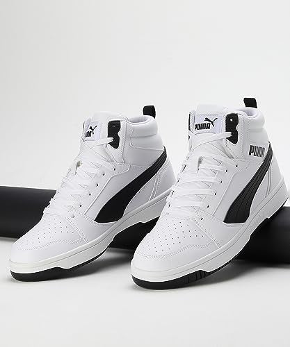 Puma Unisex Adults Rebound V6 Sneakers, Puma White-Puma Black-Shadow Gray-Puma White, 10 UK