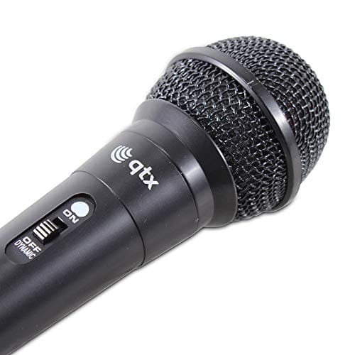 QTX Black Dynamic Cardoid Disco DJ Karaoke Microphone PA Recording Mic