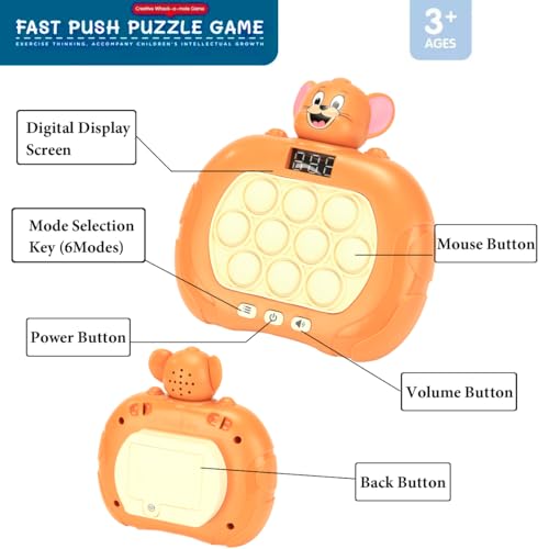 Quick Push Bubble Game for Kids & Adults,Mini-Handheld Fast Speed Push Game,Relieving Stress Pop Fidget Game Toys for Boys, Girls, Teens (Display Screen-Mouse)