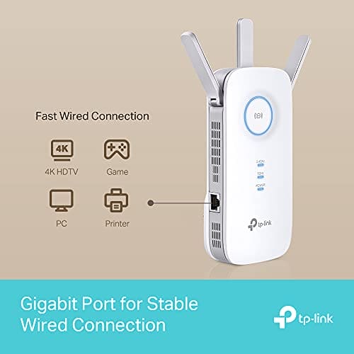 TP-Link AC1900 Gigabit Mesh Wi-Fi Range Extender/Wi-Fi Booster/Wi-Fi Repeater, 3 External Antennas, Intelligent Signal Light, Power Schedule, LED Control, Tether APP, Easy Setup, UK Plug (RE550)