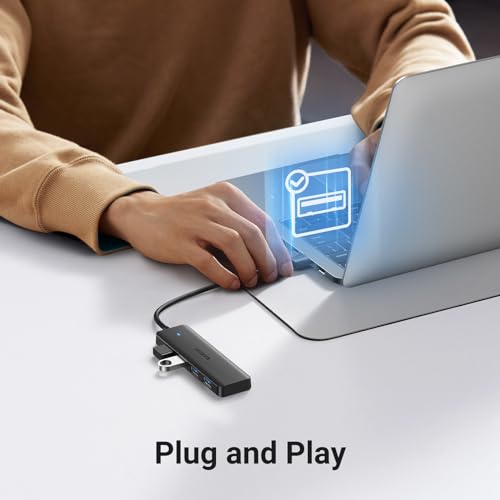 UGREEN USB 3.0 Hub 4 Ports Aluminum Ultra-Slim USB Multiport Adapter,  Powered USB C Splitter Compatible with MacBook, iMac, Surface, Laptop, PC