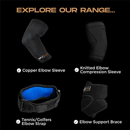 ionocore Tennis Elbow Support Strap - Golfers Elbow Support for Men & Women - Arm Support for Rapid Pain Relief & Recovery - Elbow Brace with EVA Compression Pad & Adjustable Tennis Elbow Support